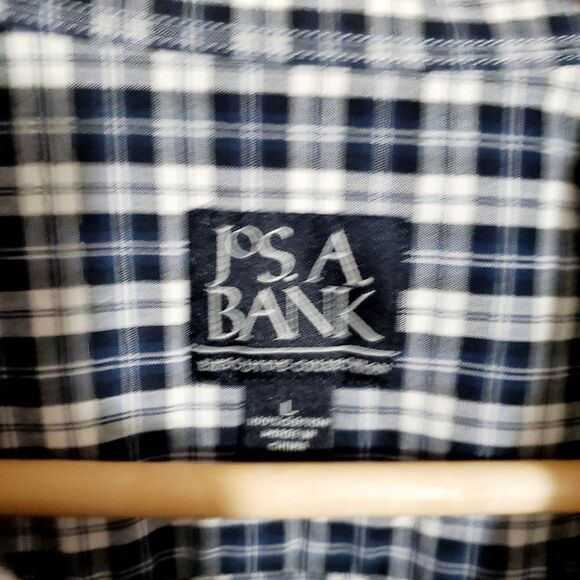 Jos. A. Bank Blue/White Plaid Button Down Shirt Size Large - Picture 9 of 10